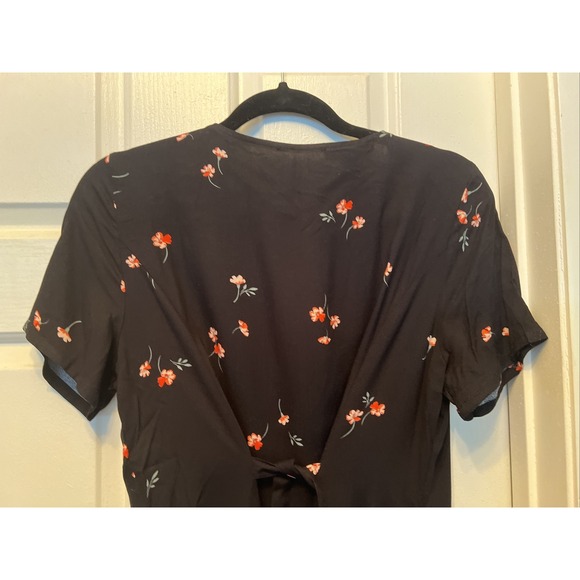 Saks Fifth Avenue SZ 4 Long Black Floral Dress W Waist Clincher Ties Work Church - Picture 9 of 10